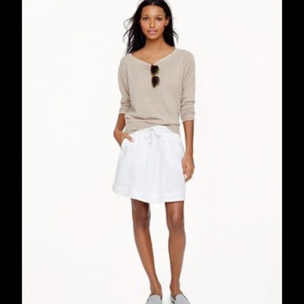 J. Crew White Tie Front Linen Mini Skirt